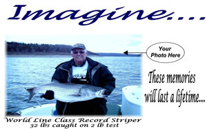 Bill holding his world record striper for a STR Outfitters ad